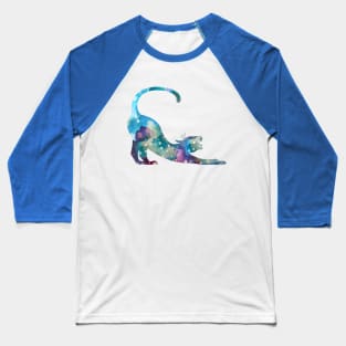 Stretching Cat Watercolor Painting Baseball T-Shirt